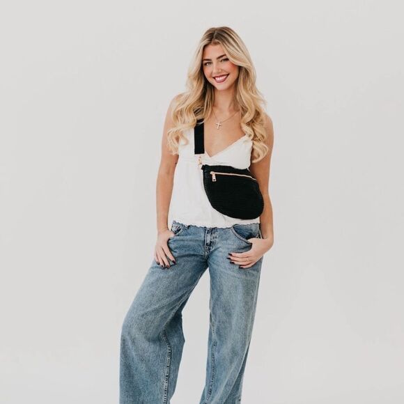 Pretty Simple Rachel Rafia Bum Bag/Black - Picture 3 of 8